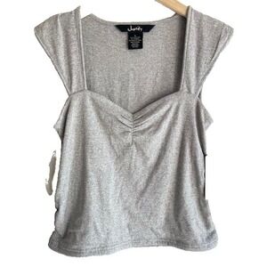 Justify Color Gray Short Sleeve Shirt with Sweetheart Neckline Size XL